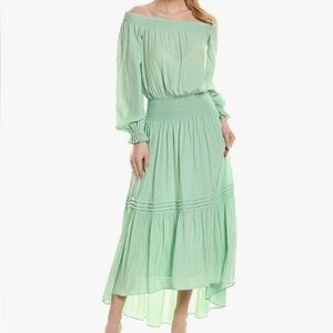 SOLD Ramy Brook Off Shoulder Mint Green Hi-Low Dress Size Medium